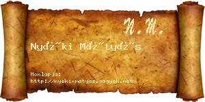Nyéki Mátyás névjegykártya